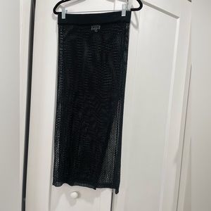 Superdown black crochet skirt coverup with slit